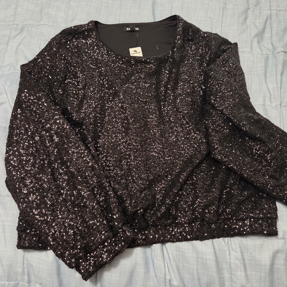Express Black Sequin Top